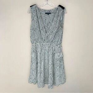 Waverly Grey V-Neck Black White Silk Summer  Dress 10